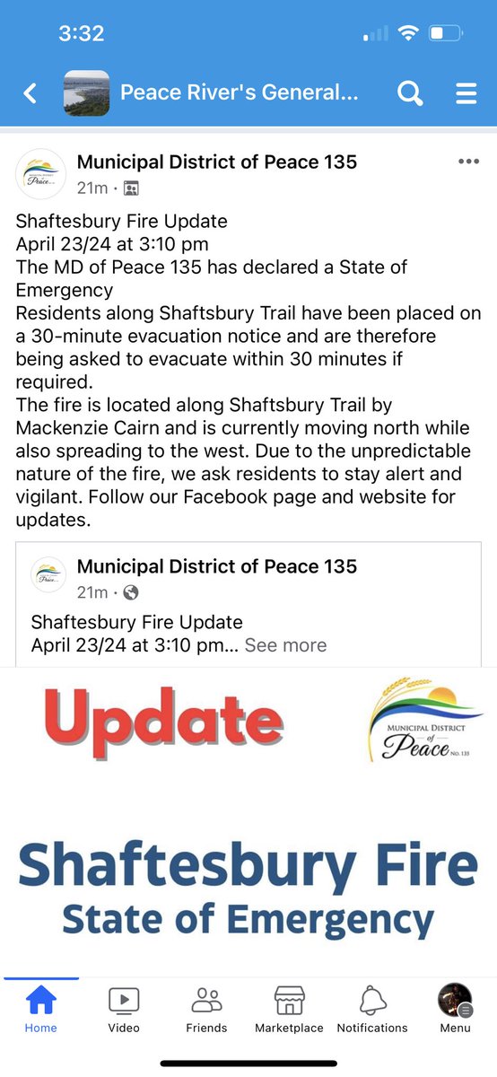 BREAKING Shaftesbury residents are now on 30 min evacuation notice: #grimshaw #peaceriver #wildfire