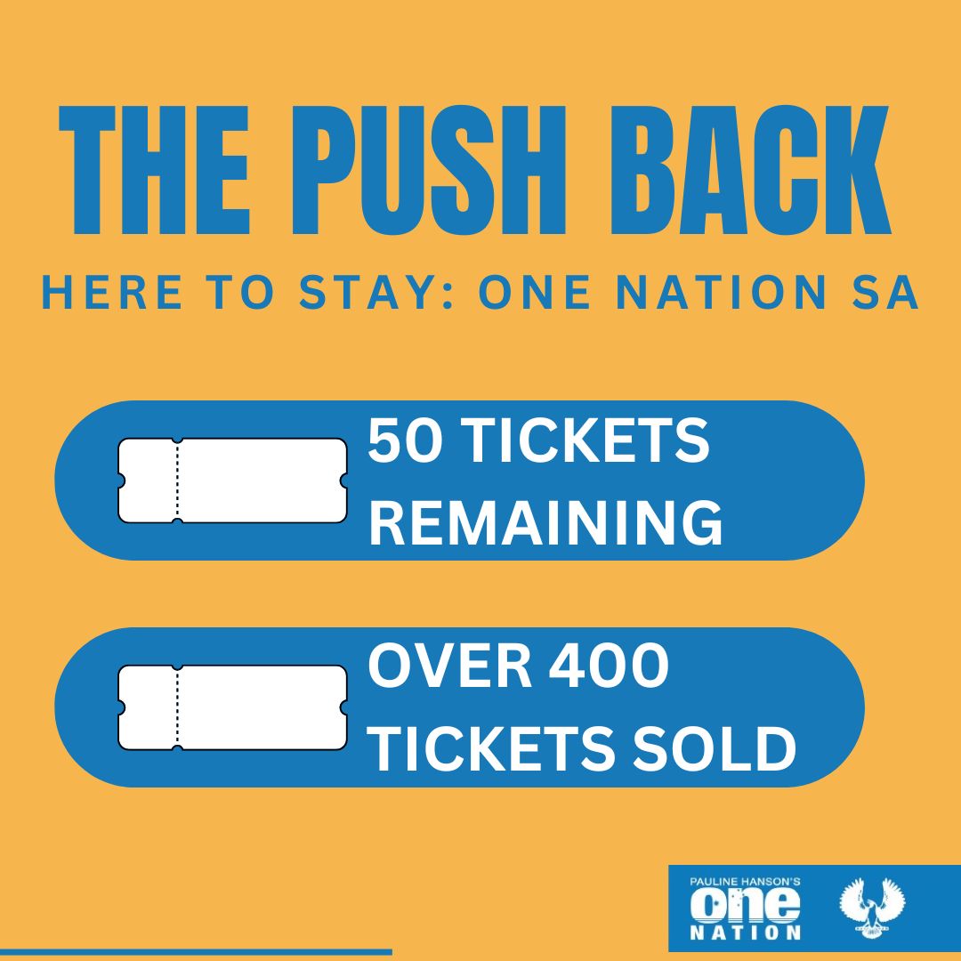 By popular demand we have released more tickets for The Push Back- Here To Stay: One Nation SA event on May 17th Join Senators @PaulineHansonOz, @MRobertsQLD and I, for one-night-only as they talk about the issues which matter to you, your state and and your country. I am…