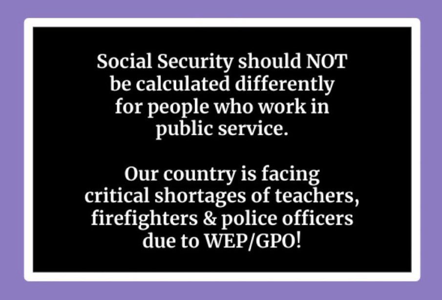 @RepWPH PLS cosponsor HR 82! Repeal unjust Windfall Elimination Provision (WEP) & GPO. Public service workers paid into Soc Sec just like everyone else. CBO estimates under H.R. 82, SNAP benefits would decrease by $2 billion over the 2022-2032 period. #lawfulrobbery