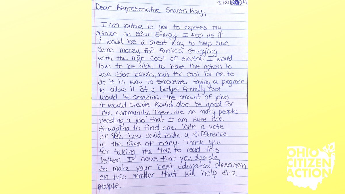Dear @sharonrayohio thank you for introducing HB197 the Community Solar bill. 🌞 Your constituents definitely want to see it get over the finish line. This initiative opens doors for everyone to tap into clean solar energy, regardless of financial constraints. #OHCommunitySolar