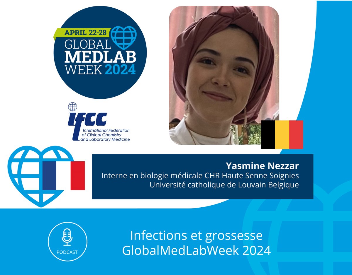 PODCAST: Infections et grossesse podcasters.spotify.com/pod/show/ifcc/… Yasmine Nezzar. Interne en biologie médicale CHR Haute Senne Soignies. Université catholique de Louvain Belgique.