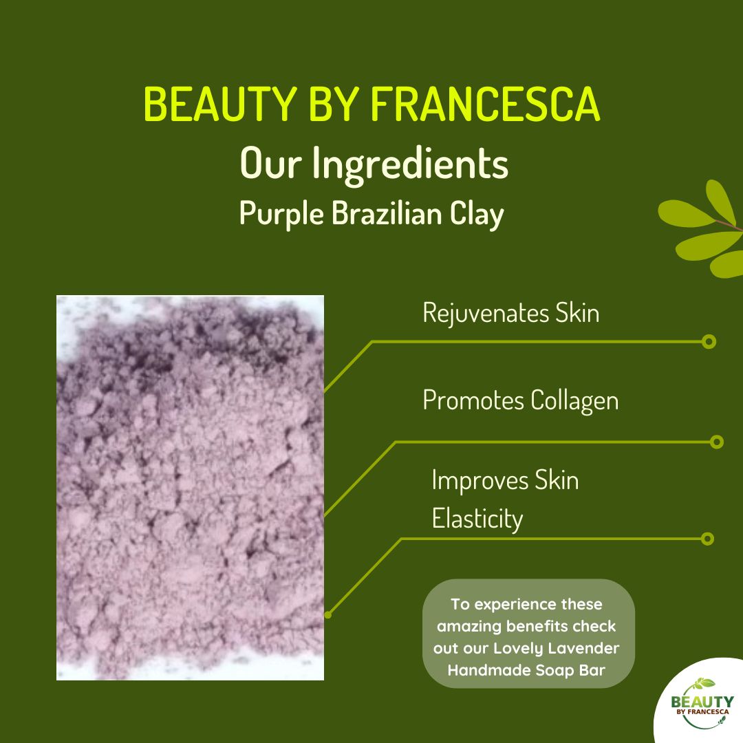 Purple Brazilian Clay promotes collagen and improves skin elasticity.  We also use to color our natural soaps! 😍  Pretty cool, right?

#naturalskincare #holisticskincare #allnaturalingredients #greenskincare