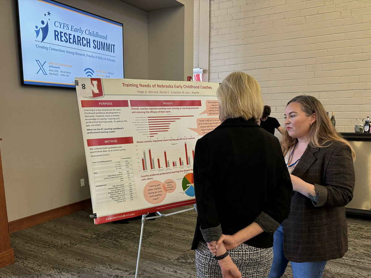 UNL_CYFS's tweet photo. U. of #Nebraska graduate students and other scholars showcase their research addressing a range of issues related to #earlychildhood education and development at #ECSummit24. #GrandChallenges https://t.co/l4PM0h4KcI https://t.co/Vbncw5gnsW