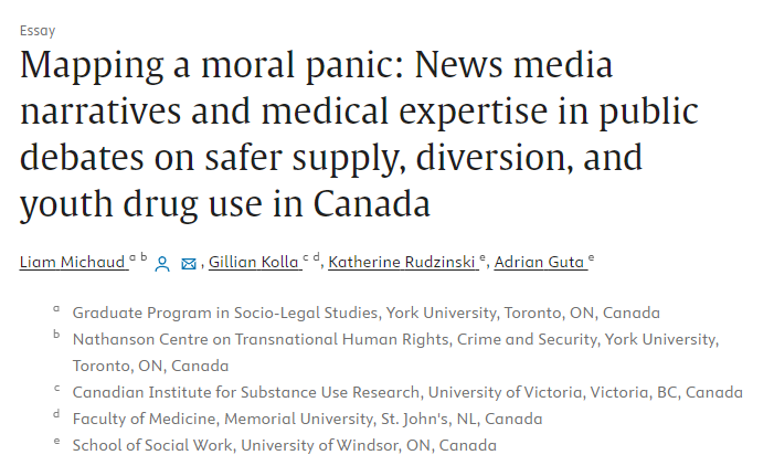 I strongly encourage anyone who is still confused/upset about #safesupply in Canada to read this paper published by @GillianKolla and @liam_michaud regarding the current moral panic gripping the current discourse #cdnpoli sciencedirect.com/science/articl…