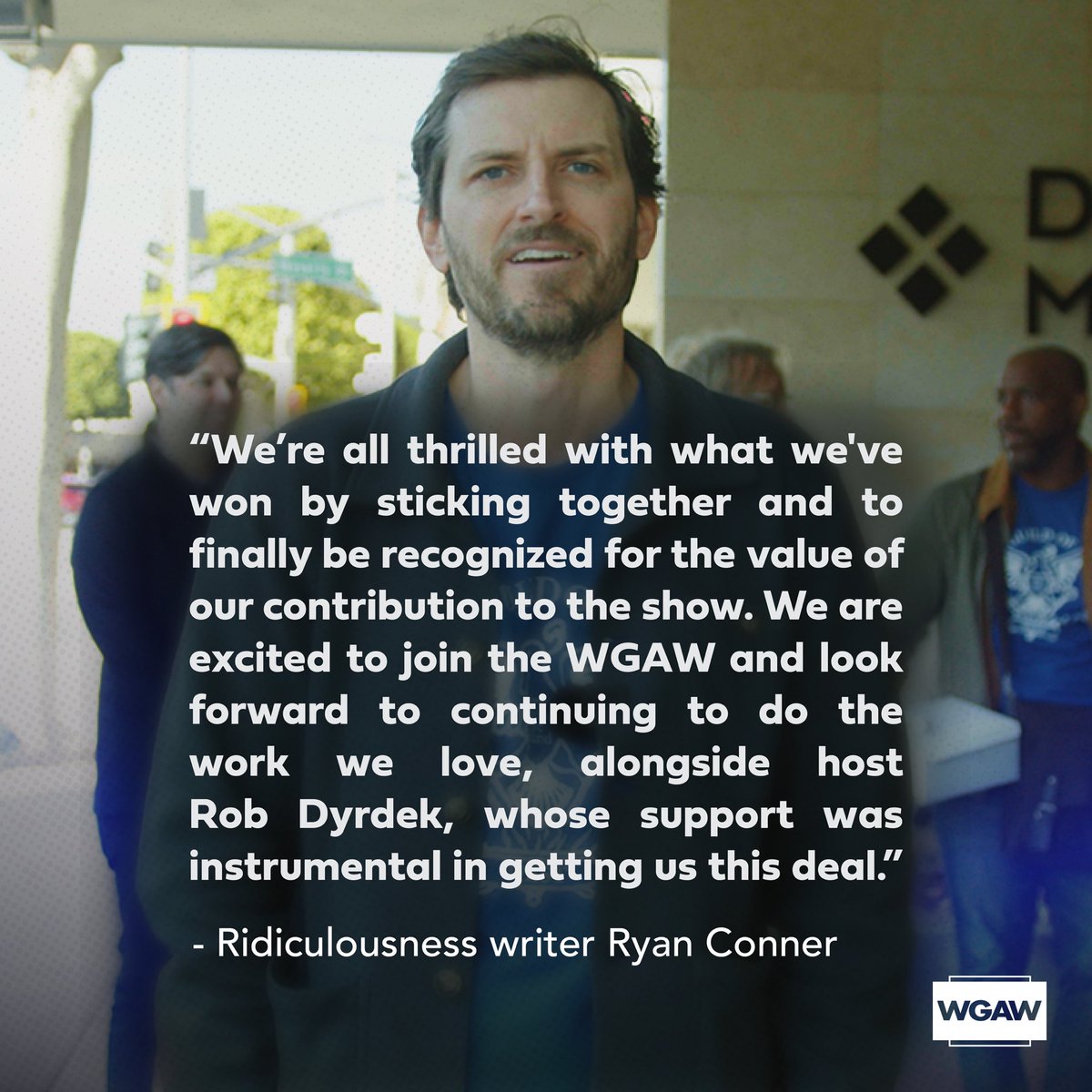 @ridiculousness writer Ryan Conner on achieving their first contract 👏 #WGAStrong