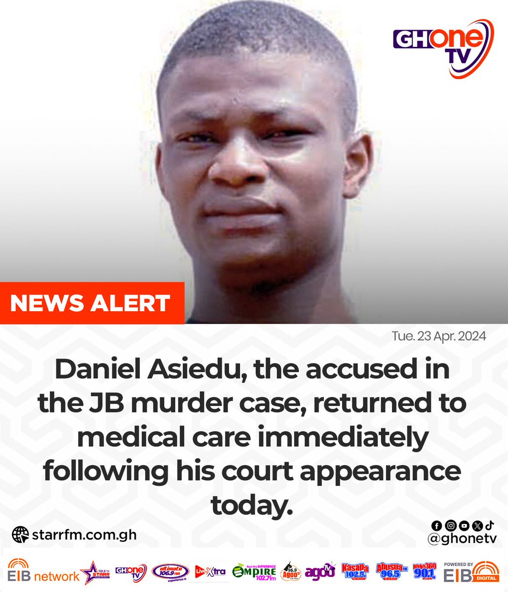 Daniel Asiedu has been sent back to see doctors shortly after appearing in Court... #GHOneNews #GHOneTV
