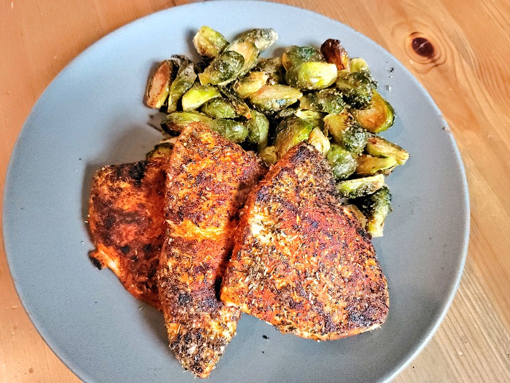 Blackened chicken and brussel sprouts. #twittersupperclub #mfermeals