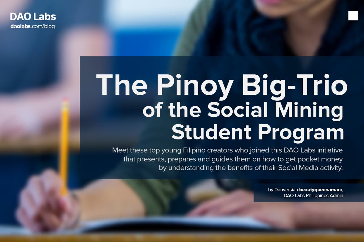 Three young Filipinos shared their unique perspectives, experiences, challenges, and successes in #SocialMining as part of our Student Program. 

Check out their stories in a special blog post by @Chirimibee.

daolabs.com/posts/the-stud…

#DAOVERSE #DAOLabs @TheDAOLabs $LABOR