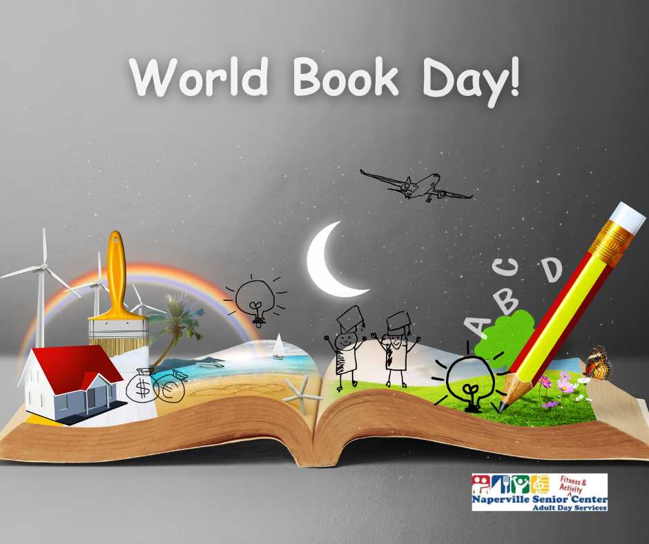 Today is #WorldBookDay! Reading a #book brings out our #imagination. Holding an actual book provides an additional #sensory experience. What is your #favoritebook? #NSC #AdultDayCare #comejointhefun #homeawayfromhome #adultdayservices #seniordayservices #senioractivities