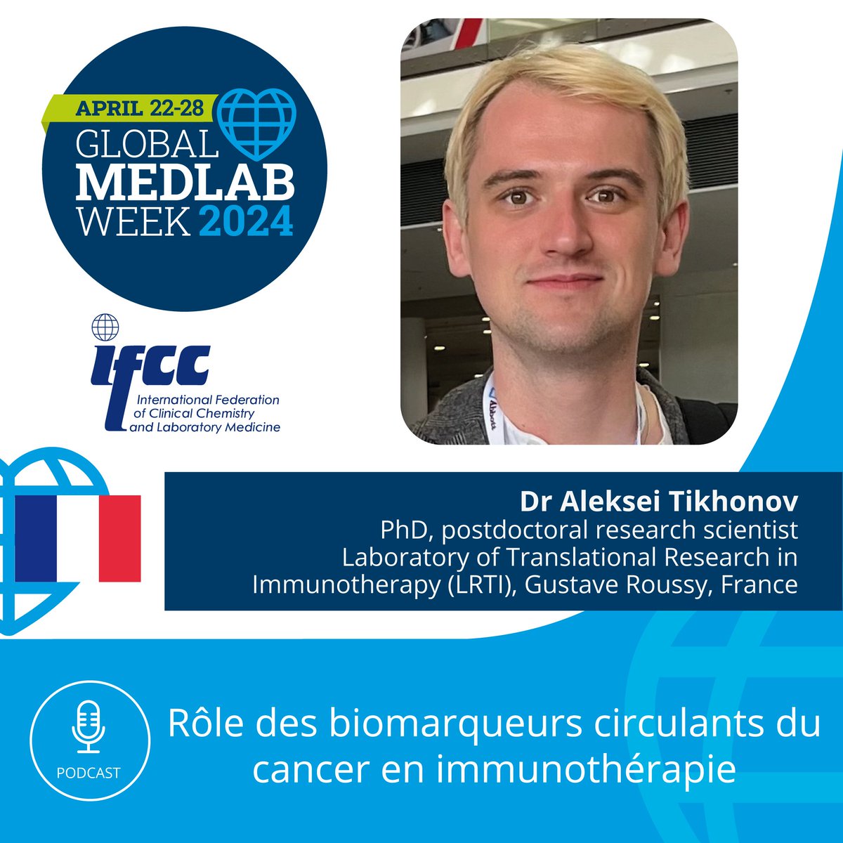 PODCAST: Rôle des biomarqueurs circulants du cancer en immunothérapie.
podcasters.spotify.com/pod/show/ifcc/…
Dr Aleksei Tikhonov, PhD, postdoctoral research scientist.
Laboratory of Translational Research in Immunotherapy (LRTI), Gustave Roussy, France.