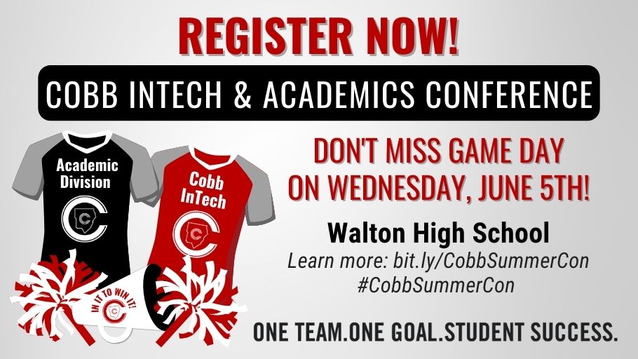 Cobb County Schools (@cobbschools) on Twitter photo β° Clock ticking, Cobb educators β° Only 1 week left to register for the <a href="/CobbInTech/">CobbInTech</a> & Academics Conference!
Level up your teaching with workshops on engagement, tech, & more! β¦techandacademicsconference.weebly.com β° Clock ticking, Cobb educators β° Only 1 week left to register for the <a href="/CobbInTech/">CobbInTech</a> & Academics Conference!
Level up your teaching with workshops on engagement, tech, & more! β¦techandacademicsconference.weebly.com