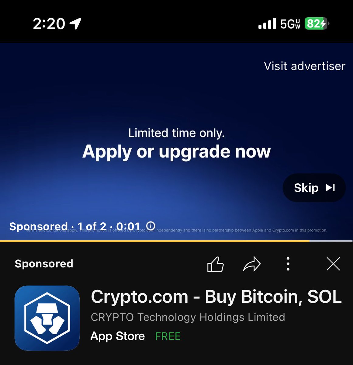 cheek__douglas's tweet photo. seeing a https://t.co/UKbgdRIdfP add on youtube promoting sol next to btc like this is inspiring to see. with no mention of eth?

lfg https://t.co/tOMHdk5u7Z