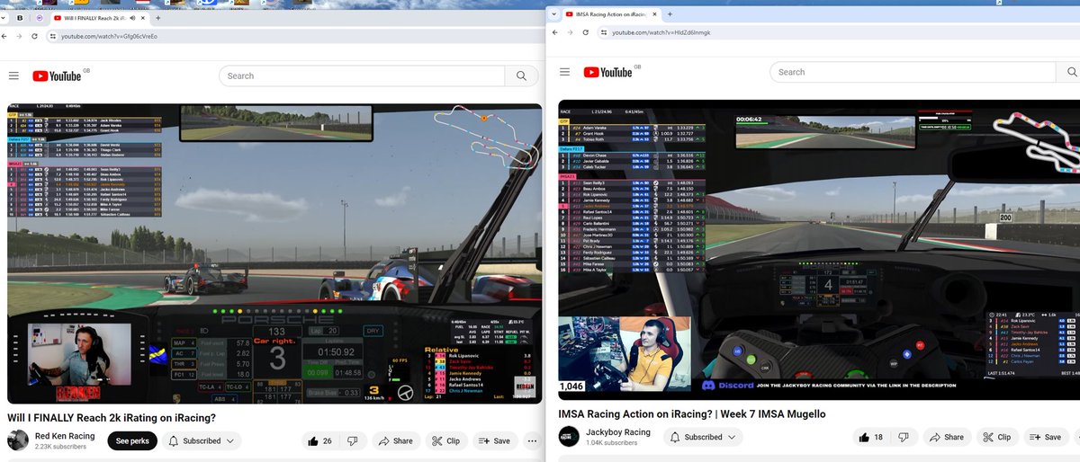 Only way to watch when @RedKenRacing and <a href="/JackyboyRacing/">JackyboyRacing 🏁</a> go head to head 

#iracing #IMSA