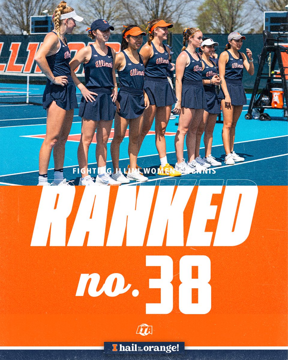 IlliniWTennis's tweet photo. Coming in at No. 38 in the ITA Team Rankings after the regular season

#Illini | #HTTO https://t.co/GwIXtB5WCn