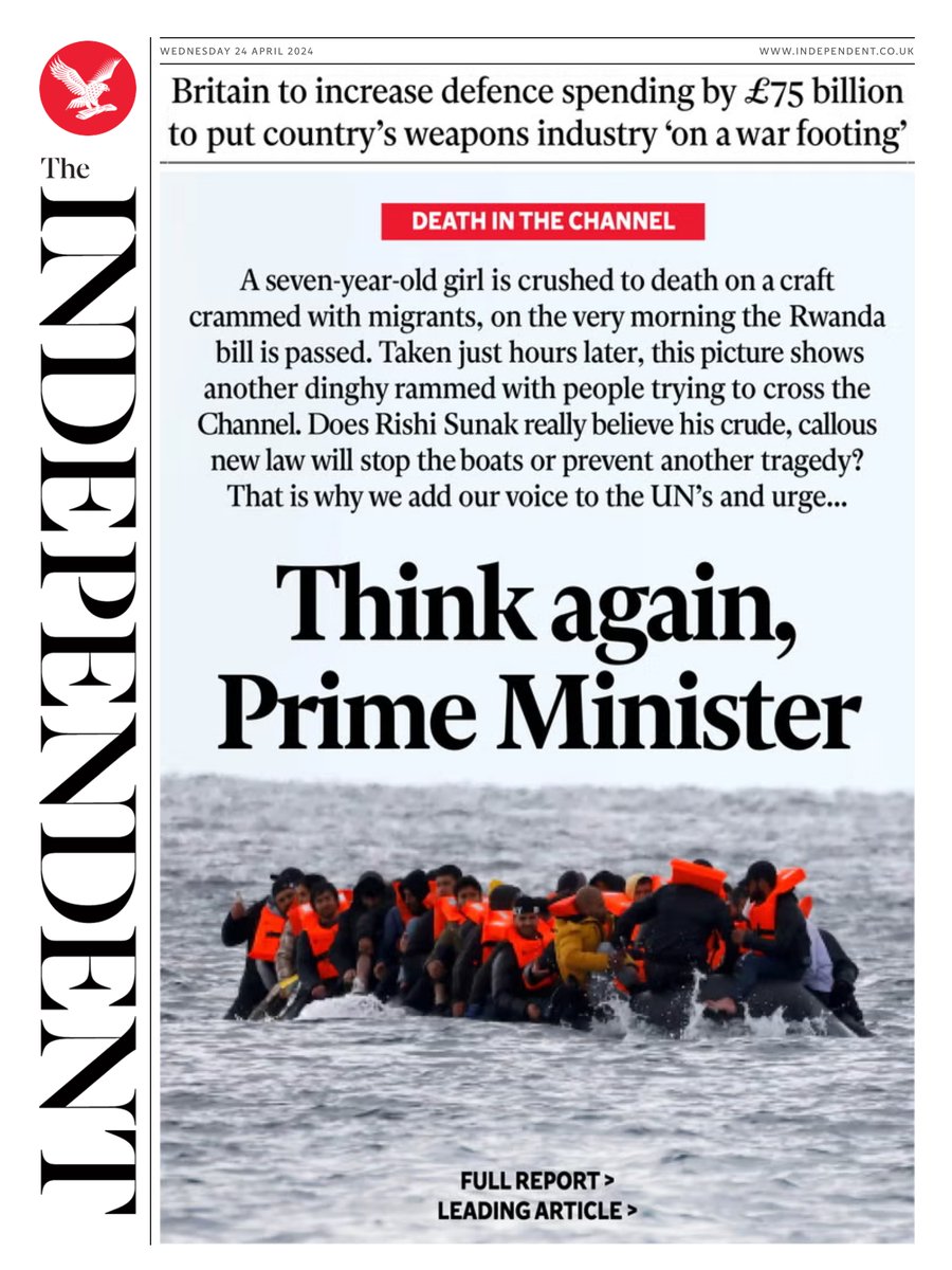 Wednesday's front-page from The Independent: