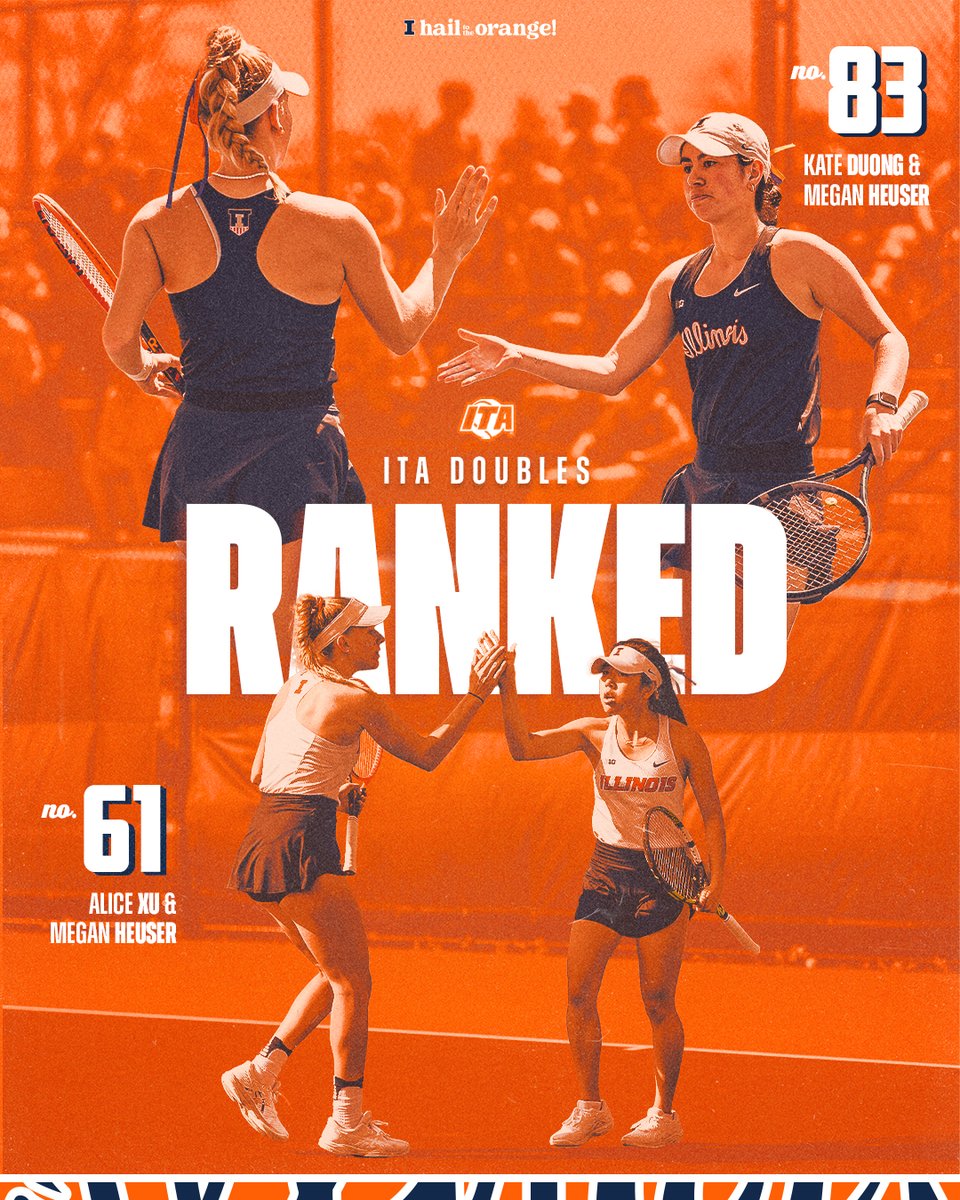 IlliniWTennis's tweet photo. Another week with two doubles squads in the ITA rankings

#Illini | #HTTO https://t.co/cHEeO5cCQb