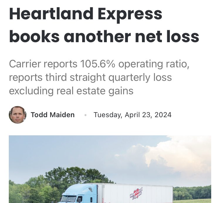 Not a good sign for freight… follows JB Hunts awful quarter and equally awful read on intermodal 🤷 

#recession