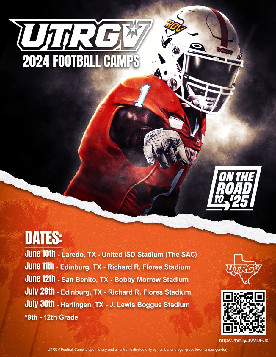Registration is now open for our camps this summer. 

Register: GoUTRGV.com/FootballCamps

#WinToday x #RallyTheValley