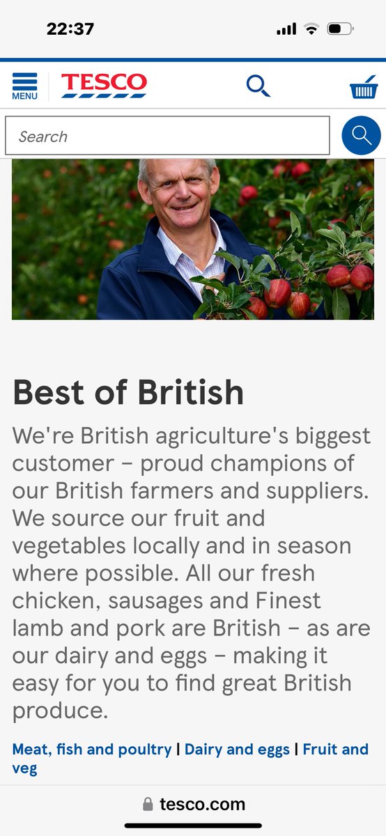 I googled “Tesco, Best of British” given they’ve finally succumbed to a Buy British button (dragged, screaming under pressure no doubt- would’ve loved to be a fly on the wall in those board meetings!) What utter bullshit @Tesco “Proud champions”? 🤔 you exploit the💩 out of them