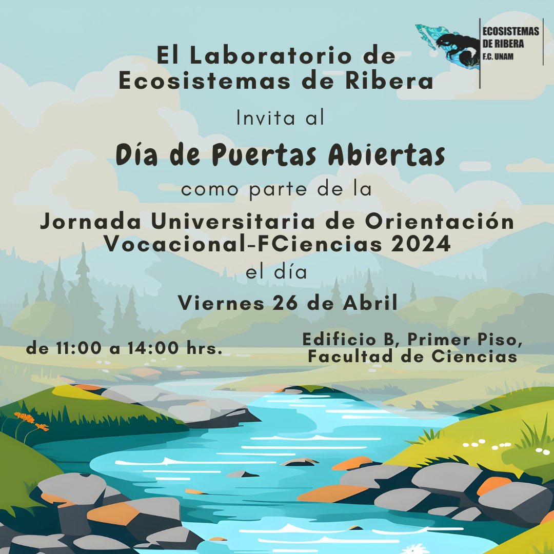 riberaunam's tweet photo. ¿Te gustaría visitar nuestro laboratorio y conocer lo que hacemos?👩🏻‍🔬👨🏻‍🔬 
Nos vemos el viernes 26 de abril a la Jornada Universitaria de Orientación Vocacional-FCiencias 2024. ¡Te esperamos!
Informes y registro:  https://t.co/oKEfXL2U4P
#SemilleroDeCientificos #biologia #RiberaUNAM https://t.co/lXB3S2l1yo