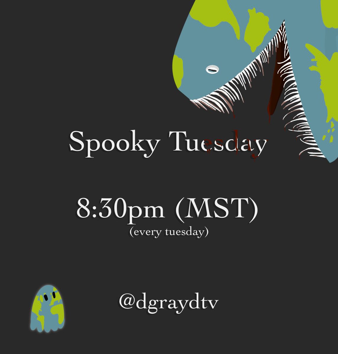 dgraydtv's tweet photo. HAPPY BELATED EARTH DAY!
stream tonight! Come get spooked.
REMINDER: I always stream on both platforms at the same time!
8:30pm (mst)
https://t.co/5BmPSDhoze
https://t.co/tWGAXCjr0S
#EarthDay #spookytuesday #horror https://t.co/oH3lkCkTsy