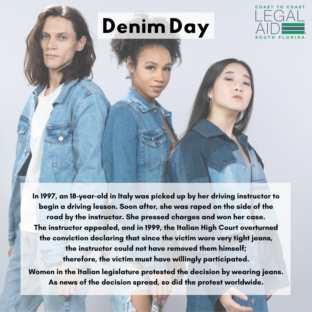 Did you know the history of Denim Day? Tomorrow is Denim Day! Don't forget to wear your denim and show your support! #DenimDay #WearDenim #Denim #DenimDay2024 #SAAM #SAAM2024