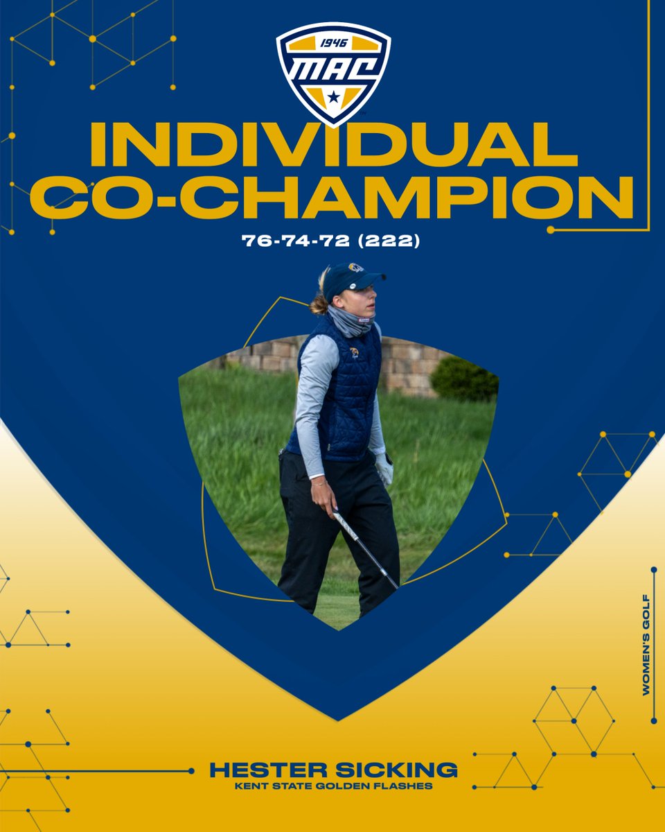 Huge congratulations to our 2024 Women's Golf Individual Co-Champion: Kent State's Hester Sicking! ⚡️ @KentStWGolf | #MACtion