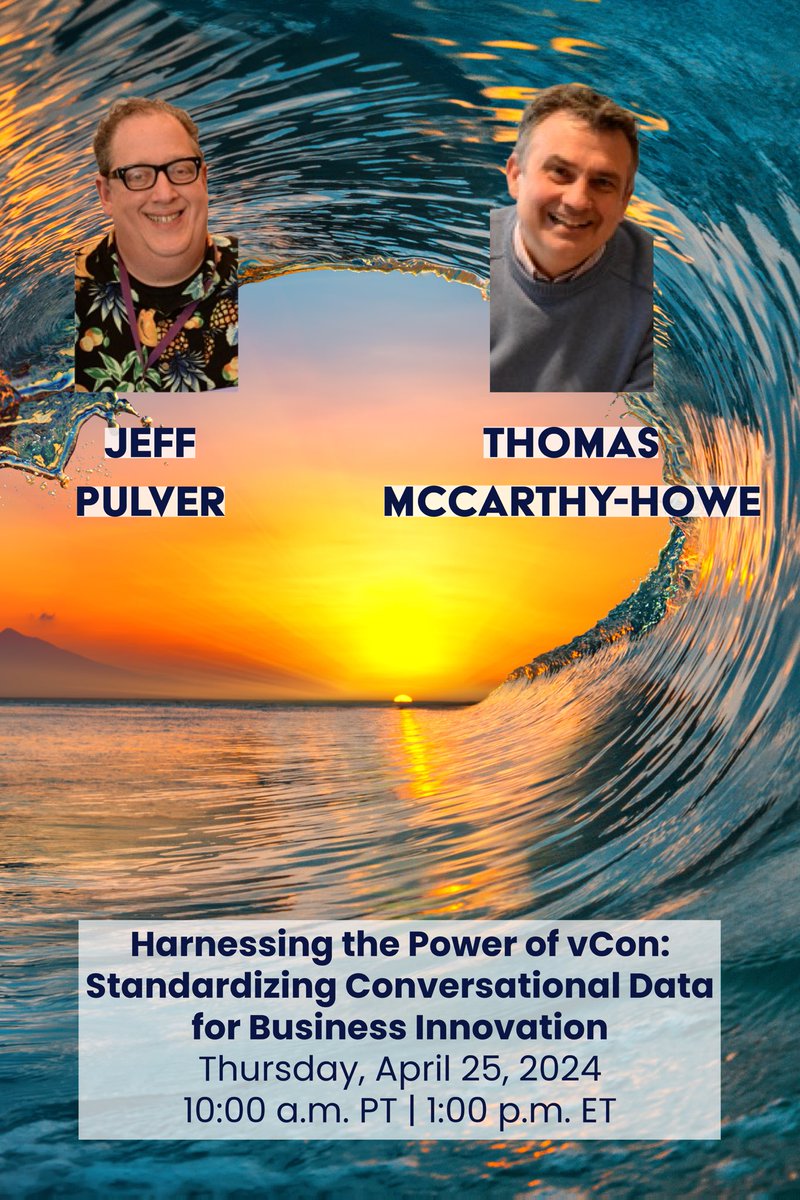 What’s a #vCon? 🤔 This Thursday, April 25, @Strolid #CTO @howethomas joins #tech industry #icon @jeffpulver to talk *everything* vCon at “Harnessing the Power of vCon.” Register now – for free! – at us02web.zoom.us/meeting/regist…! 💬🗣🤖 #IETF #EthicalAI #ConversationalAI #GenAI #AI