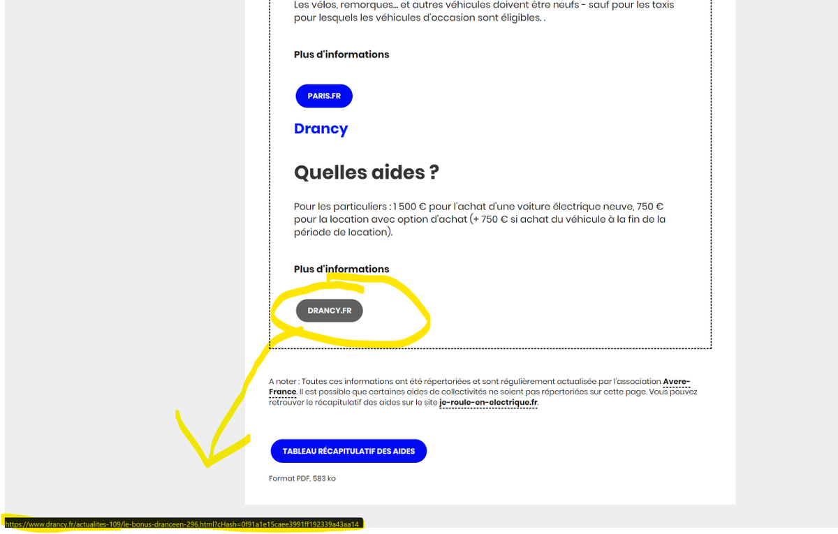 VilledeDrancy's tweet photo. @Ecologie_Gouv Bjr, Pourriez-vous demander aux équipes du site https://t.co/tPamUufkFO de remplacer le lien de l'aide locale de Drancy (IDF) par celui-ci 👉 https://t.co/MANmoXJY78 Immuable et màj. Merci 👍 https://t.co/2nzJVu14aR