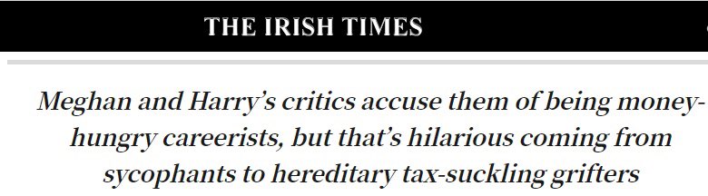 Does anyone have the link to this article 
I’m on @IrishTimes but can’t find it. #IrishTimes got a follow from me,they’re not about the BS.

Imagine criticizing someone for working, making a living & paying taxes while praising people who have never worked a day in their lives.
