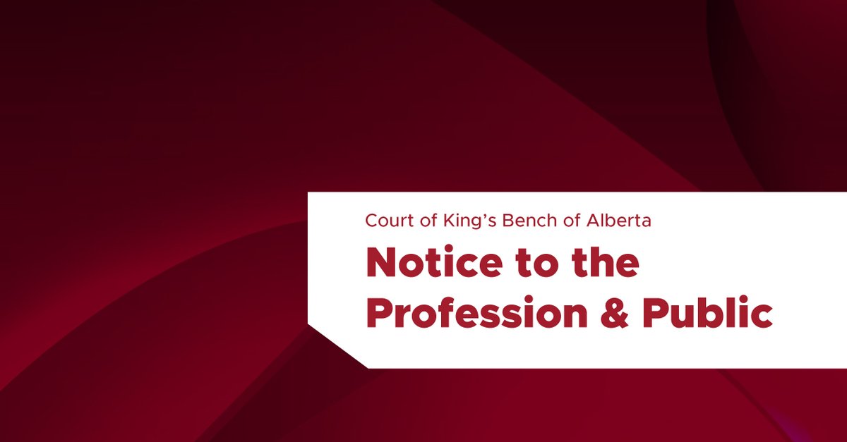 Notice to the Profession and Public: Setting Civil Trial Dates by Order – Pilot Project. Full Notice: albertacourts.ca/kb/resources/a… #ABcourts #ABKB
