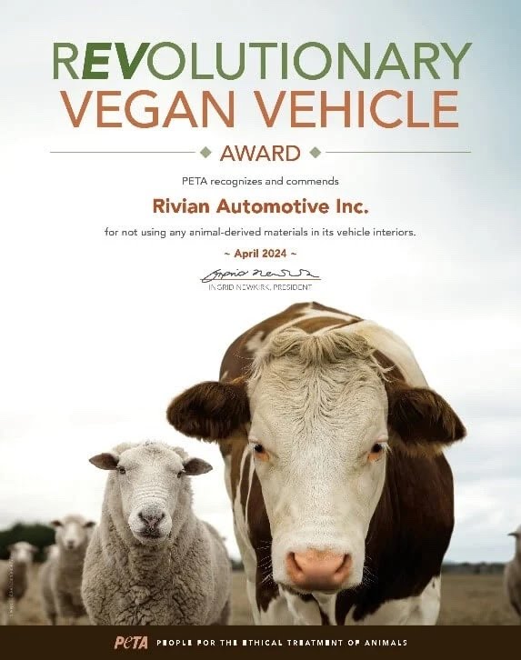Congratulations <a href="/Rivian/">Rivian</a> and <a href="/RJScaringe/">RJ Scaringe</a>  for such an honorable award. I am very proud of the hard choices you all made to make it a reality! I am a proud honor of a 100% vegan vehicle now!