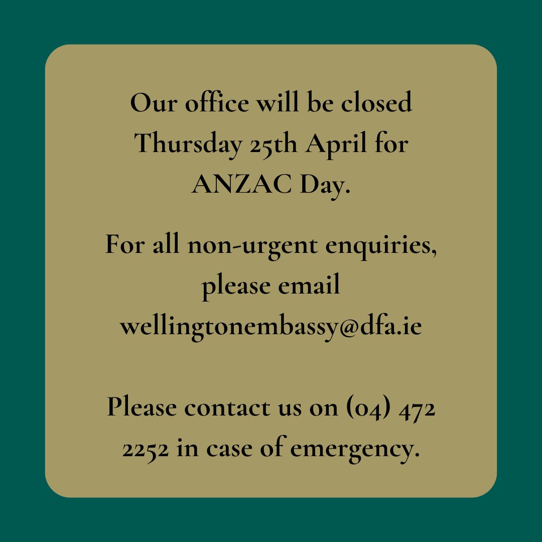 Our office will be closed Thursday 25th April for ANZAC Day.