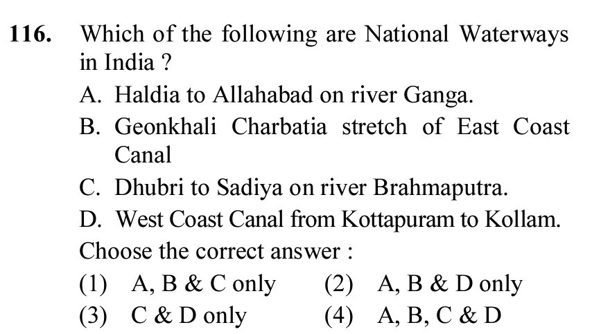 Exam - TSPSC 2022

Which of the following are National Waterways in India ? 

#UPSC #UPSCPrelims2024 #UPSC2024 #TSPSC