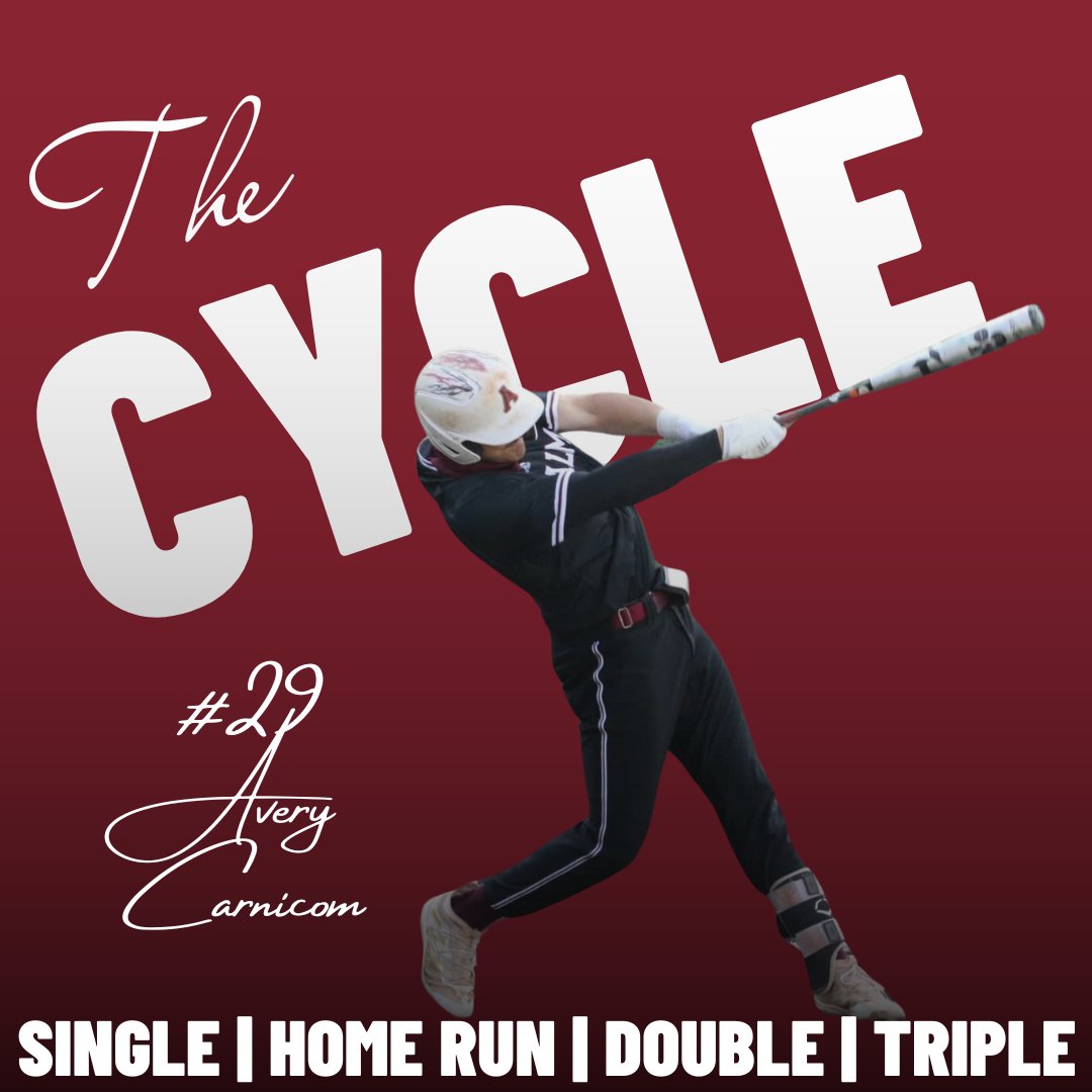 AlmaScots's tweet photo. WHAT CAN HE NOT DO?

During today's win against Calvin University, Avery Carnicom connected at the plate four times for four different hits for THE CYCLE, a first in his career. https://t.co/OQqWgo43rC