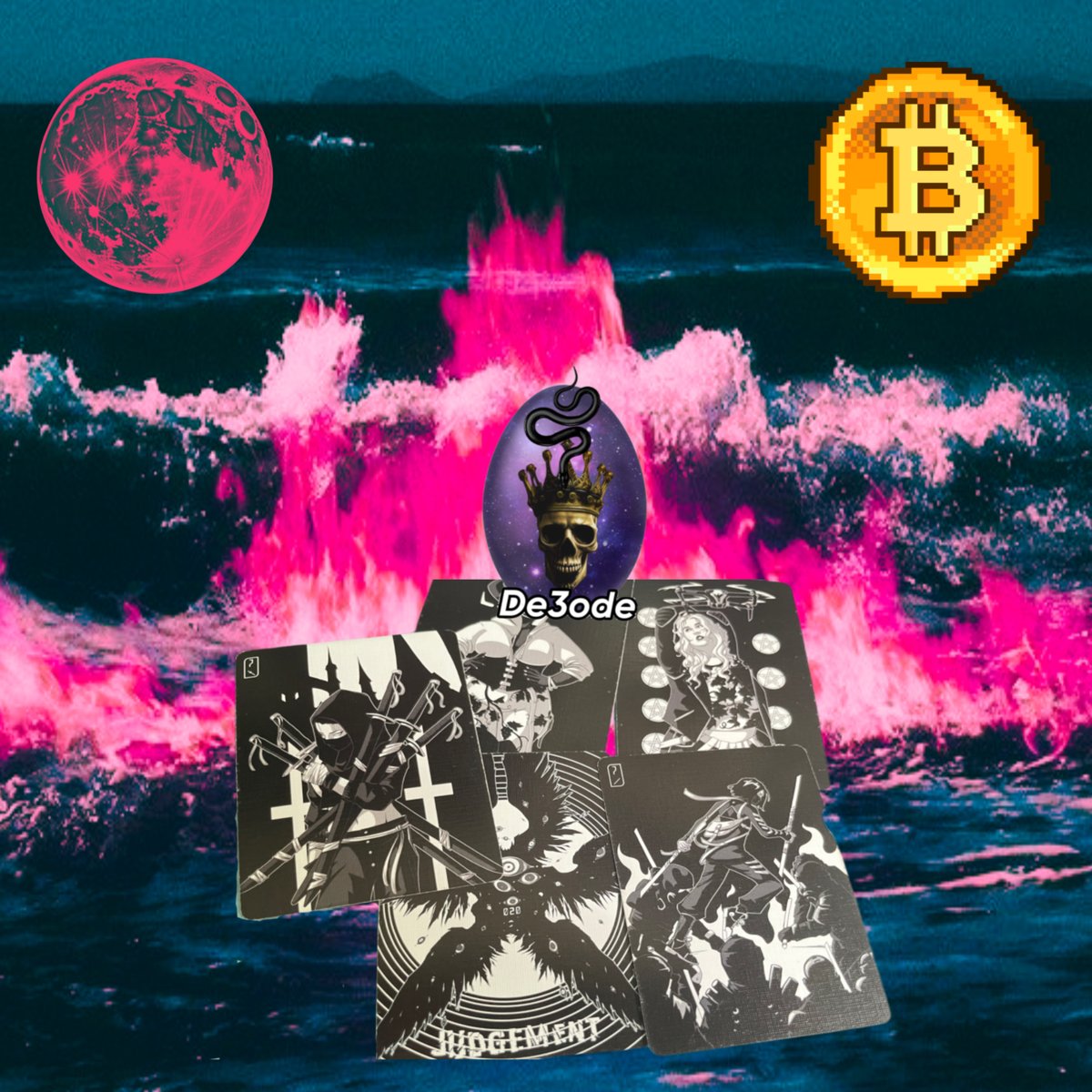 decode_144's tweet image. PINK FULL MOON READING 
After a Failed attempts to reach prior highs,
We secure spots 
Some will show prudence, 
Until we reach an Awakening, 
Be advantageous + use valor 

Waves are for PT

#cryptocards #matrixmoney #crypto #crypomarket