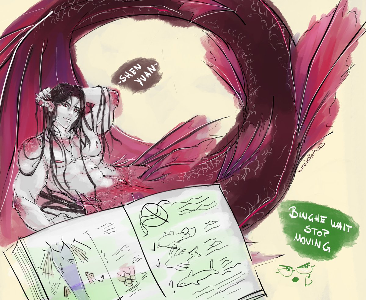 ''The Ocean will be our witness''

Doodle for my 2nd prompt @SVSSSAction 
Prompter @BitterFrenzyyy <3 You have no idea on how much i loved this prompt
FIC 🔗👇: Mermaid!Luo Binghe Marine Biologist!Shen Yuan
Sexual themes off screen, nothing explicit. Based on real facts.