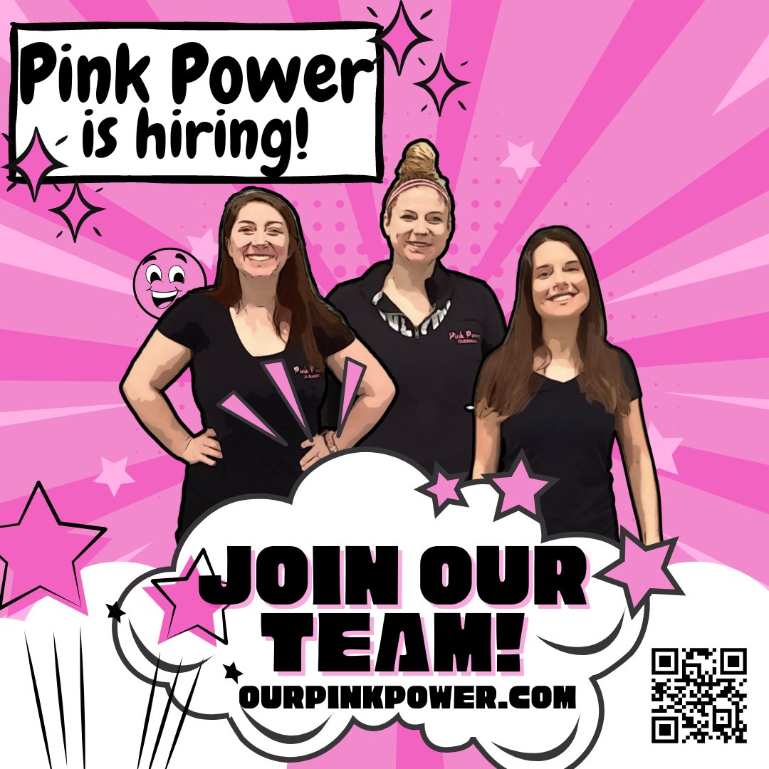 Join Pink Power's league of extraordinary cleaners! We're hiring heroes dedicated to defeating dirt. Apply now 🦸‍♂️🛁💫 #NowHiring #CleanerHeroes #PinkPowerTeam