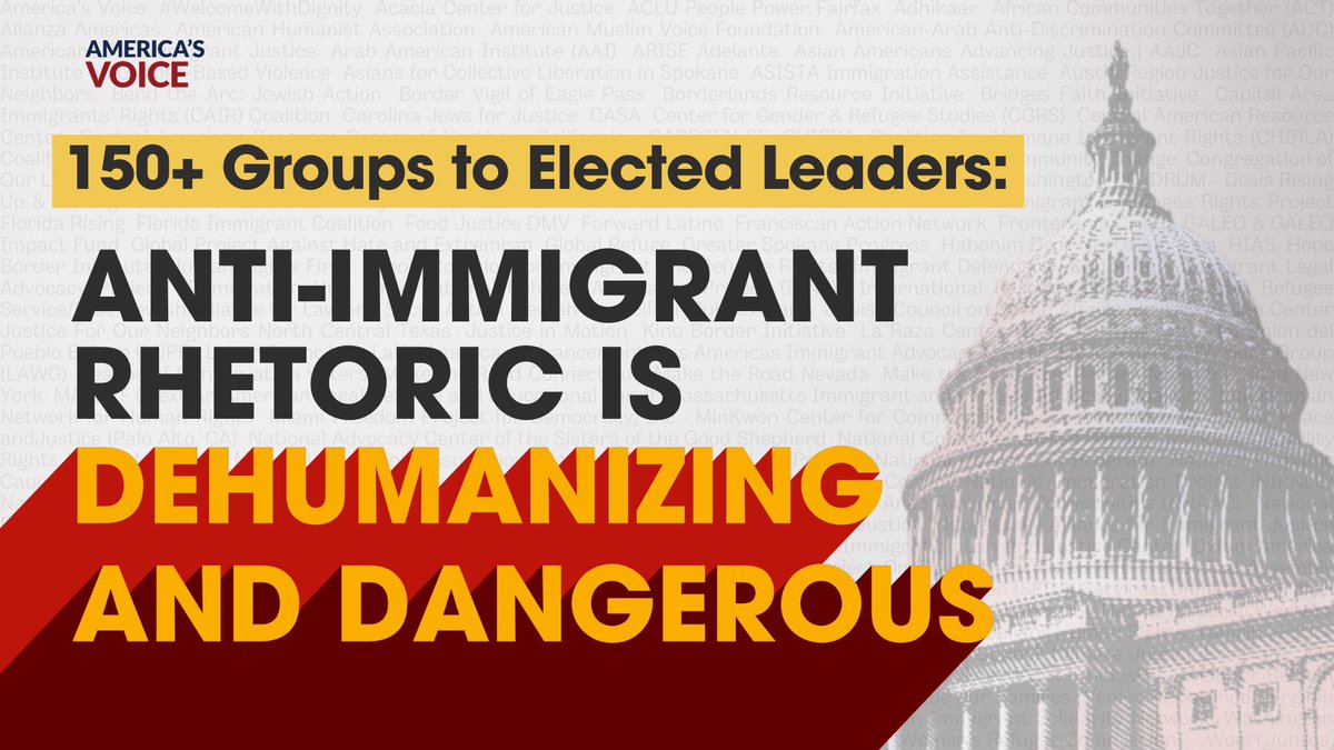 We joined 150+ organizations across the country to call on Congressional leaders to: Take a stand against dehumanizing language against immigrants. The language is vile and dangerous. #RespectImmigrants Read the full letter here: bit.ly/4aGI05U
