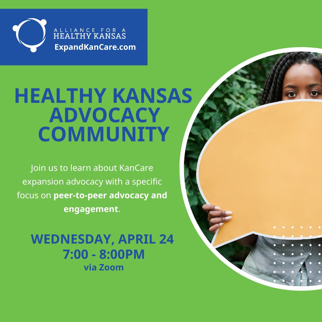 TOMORROW: The next meeting of our Healthy Kansas Advocacy Community, 7pm on Zoom. Join us! expandkancare.com/event/apr-24-2… #ExpandKanCare #ksleg #kansas #MedicaidExpansion #ExpandMedicaid