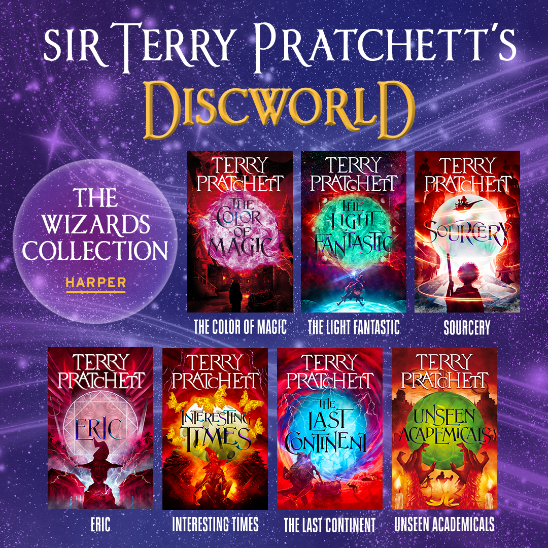 Our shelves just got a magical update! ✨ We're proud to introduce these stunning new paperback editions of @PratchettOnline's #Discworld: The Wizards Collection. Join the eccentric wizard misadventures of Rincewind and more: bit.ly/3QijLD3 @terryandrob @HarperPerennial