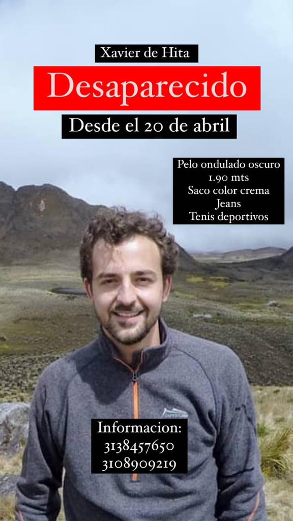 Xavier de Hita está desaparecido desde hace unos días en Bogotá.