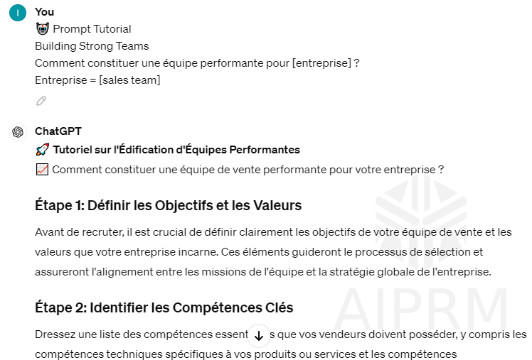 Yann_web3's tweet photo. 🤖 Prompt Tuto
 
Building Strong Teams 

Comment constituer une équipe performante pour [entreprise] ? 

Entreprise = [Insérer ici] https://t.co/UL3u8j86wY