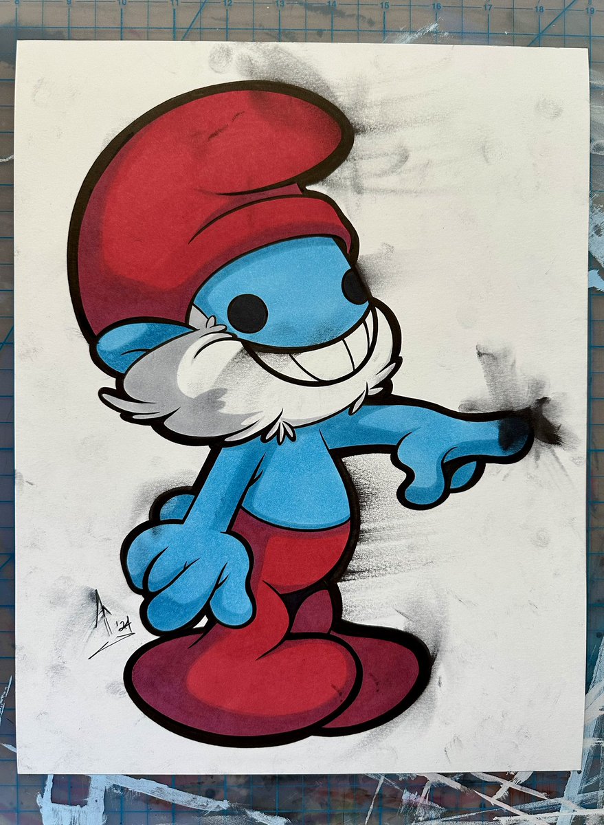 KekunFrog's tweet photo. “PAPA SMURF SMUDGE”
Marker &amp; ink on Bristol paper
Sized @ 11” x 14”

#kekunfrog #mikemoses #art #artwork #traditionalart #drawing #illustration #thesmurfs #smurfs #papasmurf https://t.co/OvgXN6oWYz