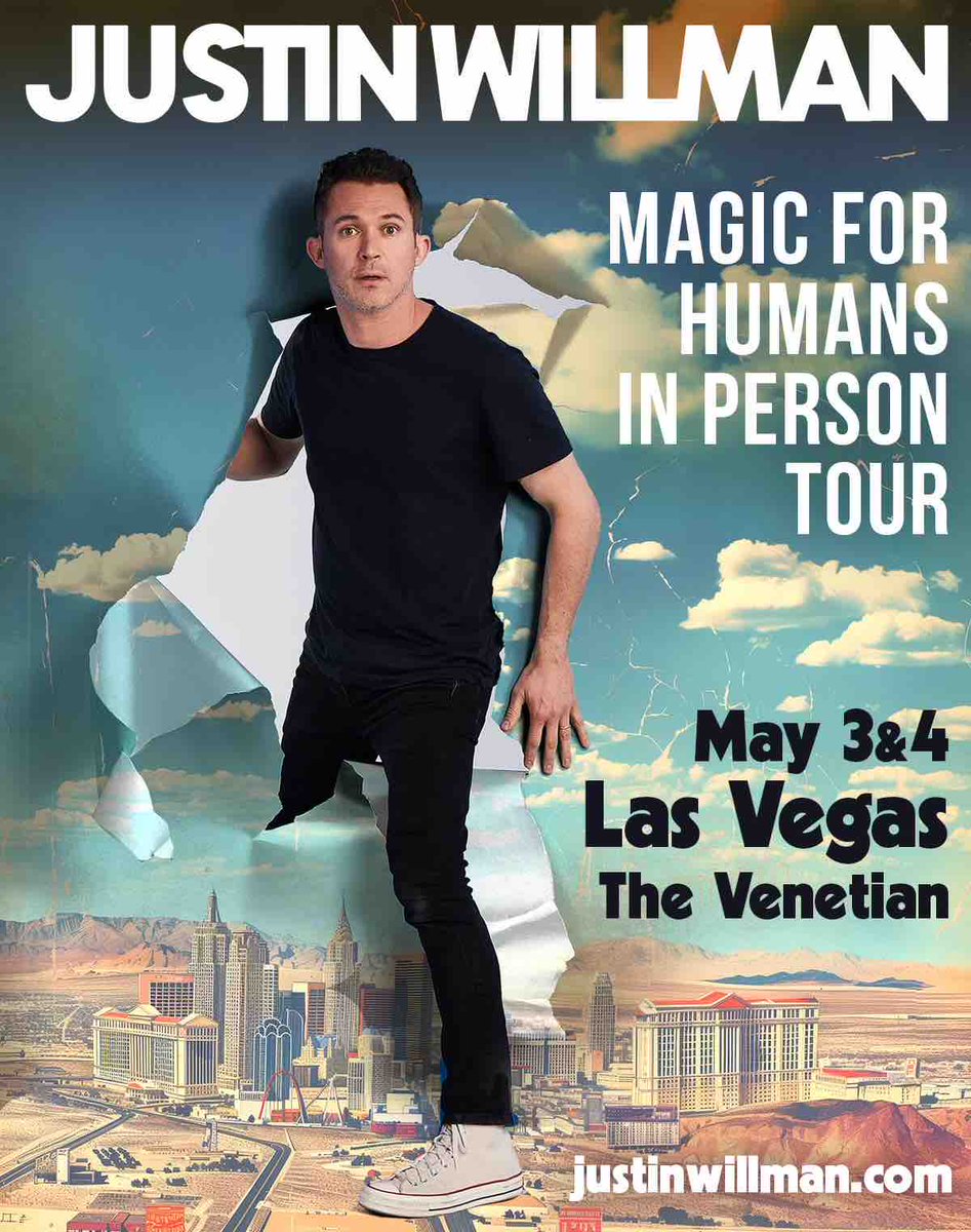 Will you be joining me in Las Vegas? Two nights of mind blowing magic and laughs awaits @venetianvegas! Tickets at JustinWillman.com