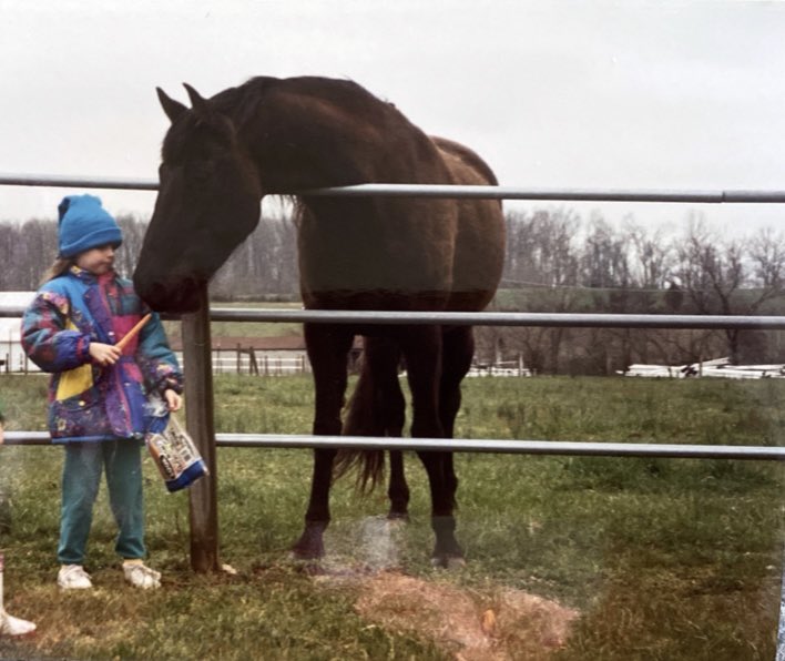 QT with a pic of a younger you #lesbianvisibilityweek edition. What are boys? I only knew horses!