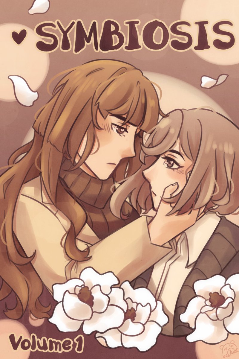 Beartosis's tweet photo. I kept memeing about "look at my yuri mangas" while playing #SilverThread so here's a proper drawing of my #Symbiosis manga cover from the doodle lmao

@spicatxt https://t.co/TlKobv6rNJ