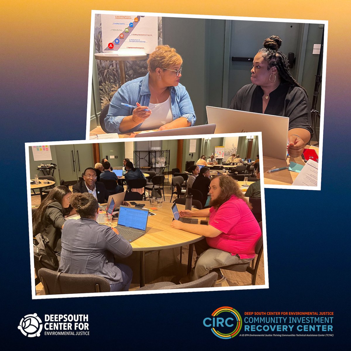 Our Exemplar Accelerator was designed to accelerate grant readiness for our most advanced organizations. Today, attendees participated in immersive hands-on training, one-on-one consultations, and peer-to-peer learning. #CIRC4EJ #Justice40