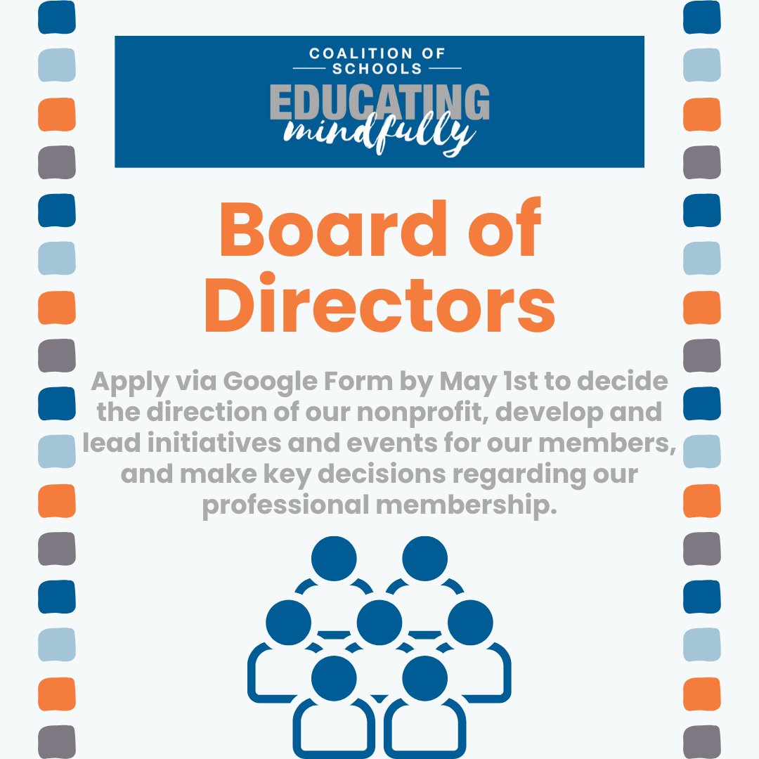 We are on the lookout for educators willing to commit to 3-year terms on our Board of Directors. Fill out the form TODAY! #MBSEL #EducatingMindfully #MindfulLeadership #BoardOfDirectors #MindfulLeaders #MindfulEducators #MindfulnessInEducation #SEL #Mindfulness #Leadership