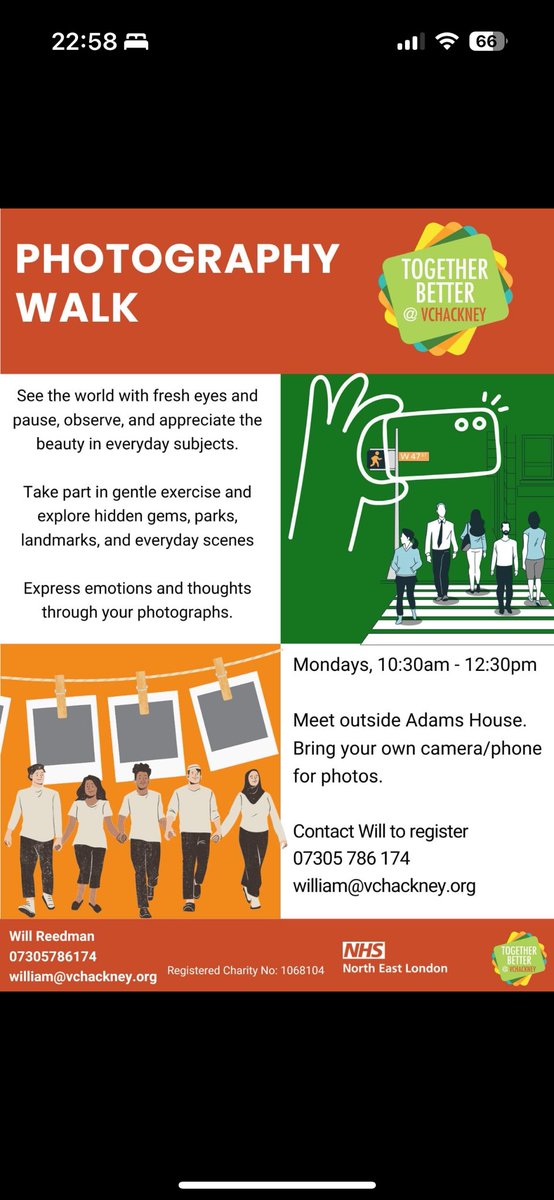 We've got a brand new activity for you 🪇🪇🪇 Every *Monday 10:30am - 12:30pm* we'll have a *Photography Walk* with a brilliant new volunteer! Come explore the local area, practice your photos, and learn how to appreciate all the beautiful interesting things around you!